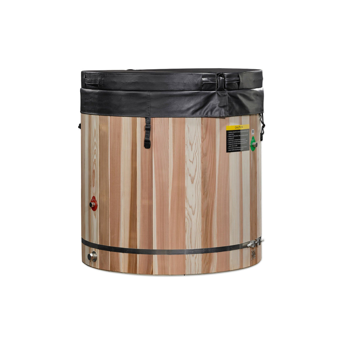 Dynamic Cold Therapy Barrel Cold Plunge Tub with 304 Stainless Steel Interior, with the insulated cover on