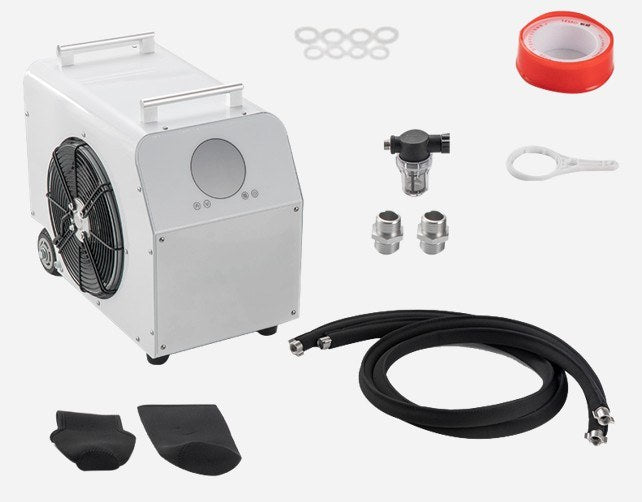 Dynamic Cold Therapy Premier Edition Cold Plunge Chiller, with included hoses and accessories