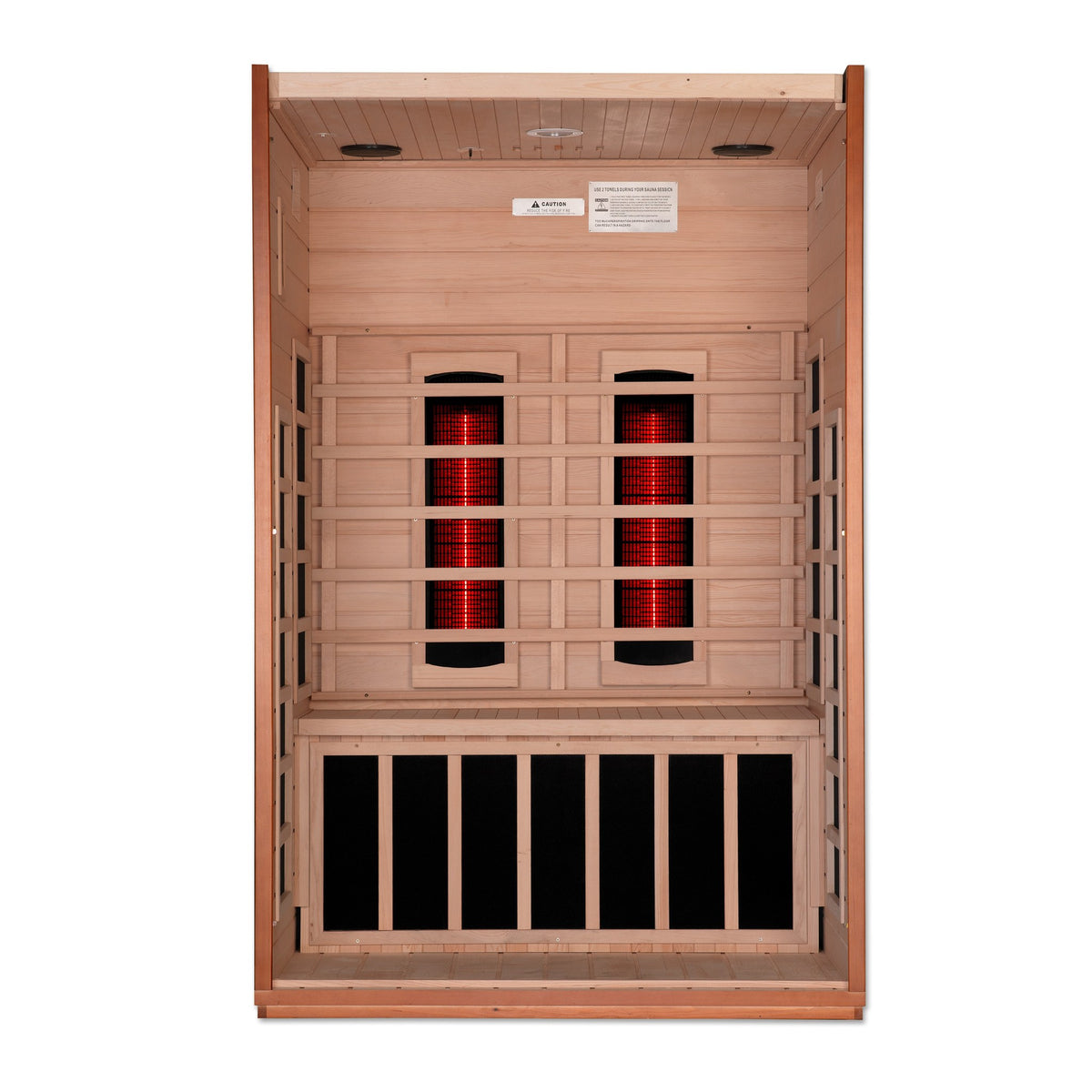 Dynamic Cordoba 2-Person Full Spectrum Near Zero EMF FAR Infrared Sauna, interior with heating panels