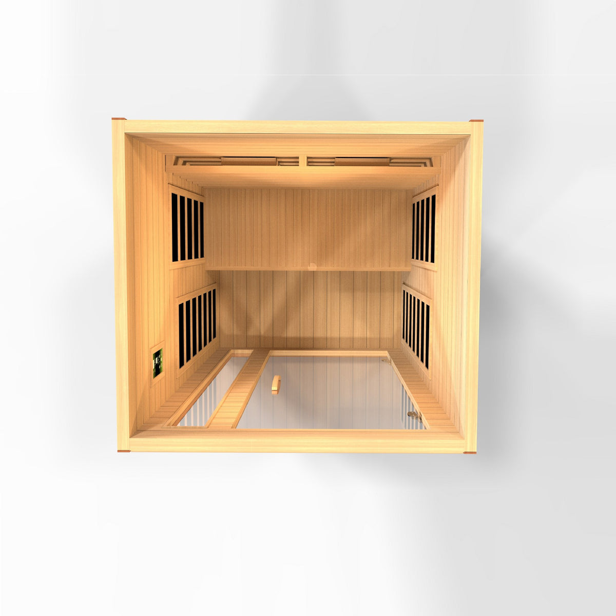 Dynamic Cordoba 2-Person Full Spectrum Near Zero EMF FAR Infrared Sauna, top down interior view