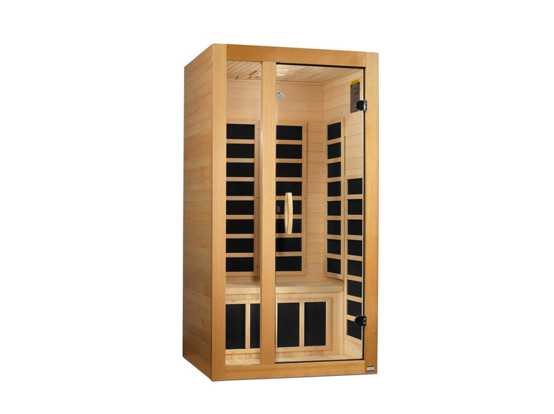 Dynamic Gracia 1-2-Person Low EMF FAR Infrared Sauna, front angle view