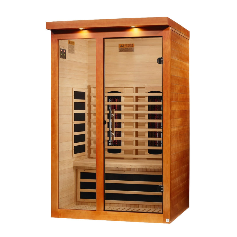 Dynamic Llumeneres 2-Person Full Spectrum Near Zero EMF FAR Infrared Sauna, front angle view