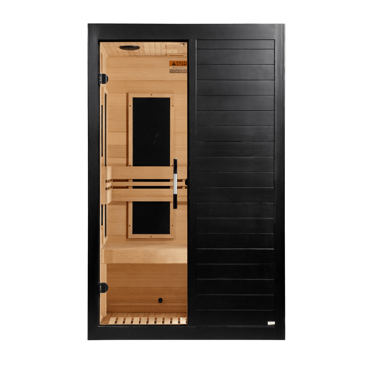 Dynamic Lucca Elite Black Finish 2-Person Ultra Low EMF FAR Infrared Sauna, front view