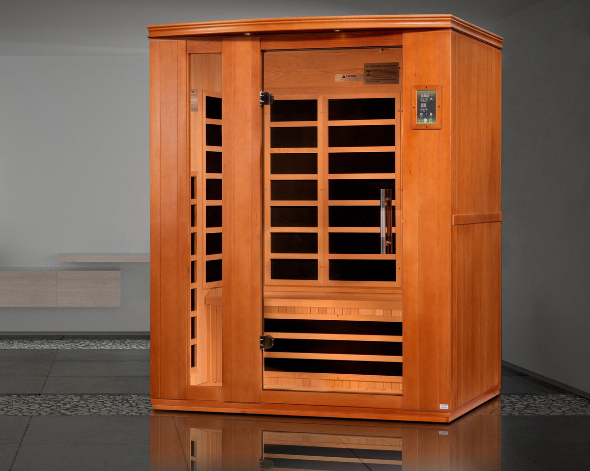 Dynamic Lugano 3-Person Low EMF FAR Infrared Sauna in a home setting