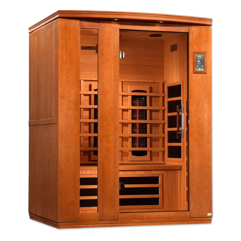 Dynamic Lugano 3-Person Full Spectrum Near Zero EMF FAR Infrared Sauna, front angle view