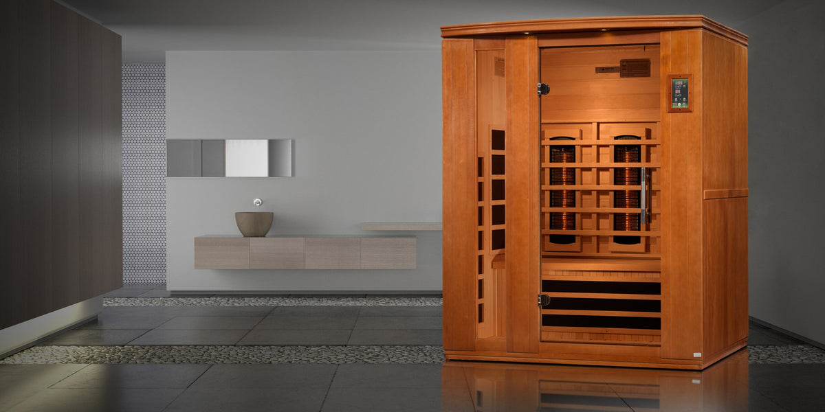 Dynamic Lugano 3-Person Full Spectrum Near Zero EMF FAR Infrared Sauna in a home setting