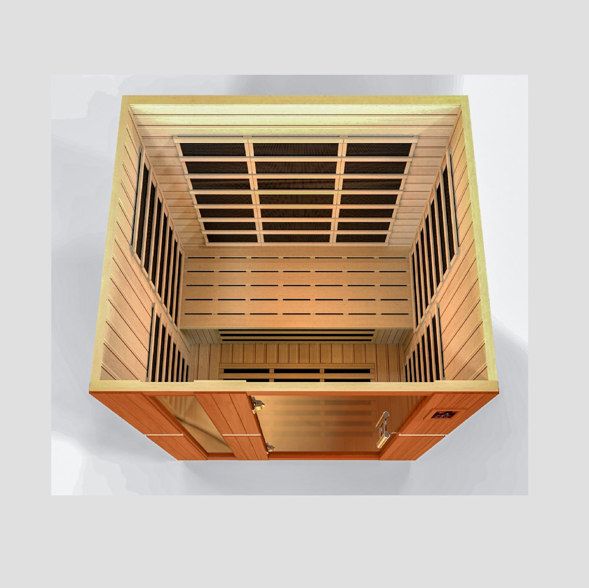 Dynamic Lugano Elite 3-Person Ultra Low EMF FAR Infrared Sauna, interior from above