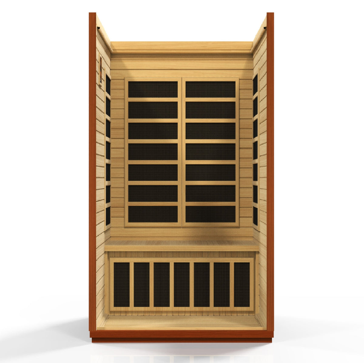 Dynamic San Marino 2-Person Low EMF FAR Infrared Sauna, interior with heating panels