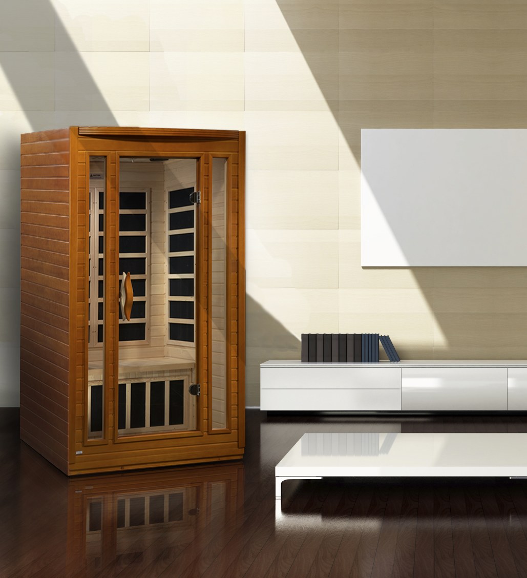 Dynamic San Marino 2-Person Low EMF FAR Infrared Sauna in a home setting