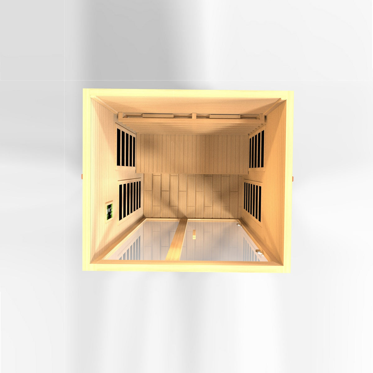 Dynamic Santiago 2-Person Full Spectrum Near Zero EMF FAR Infrared Sauna, top down interior view