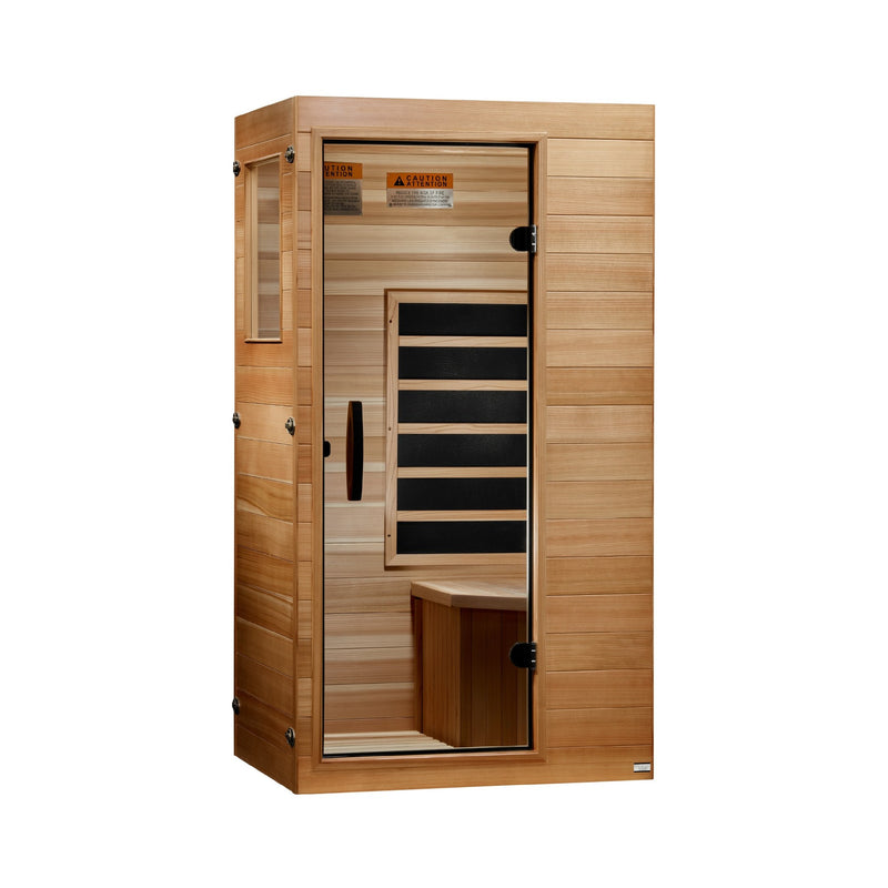 Dynamic Sicily Elite 1-Person Compact Ultra Low EMF FAR Infrared Sauna, front angle view
