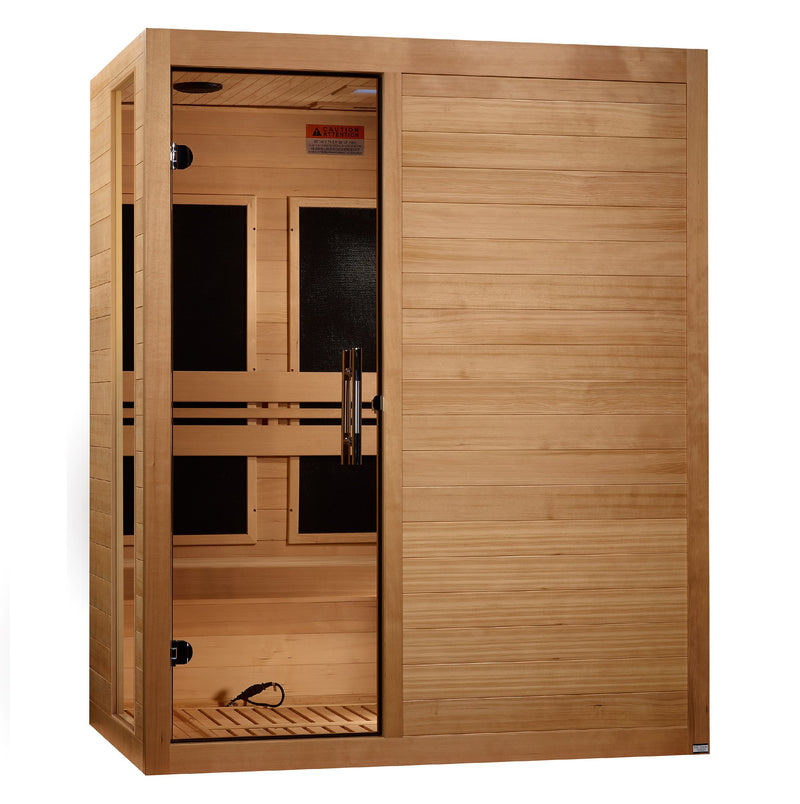 Dynamic Toscana Elite 3-Person Ultra Low EMF FAR Infrared Sauna, front angle view