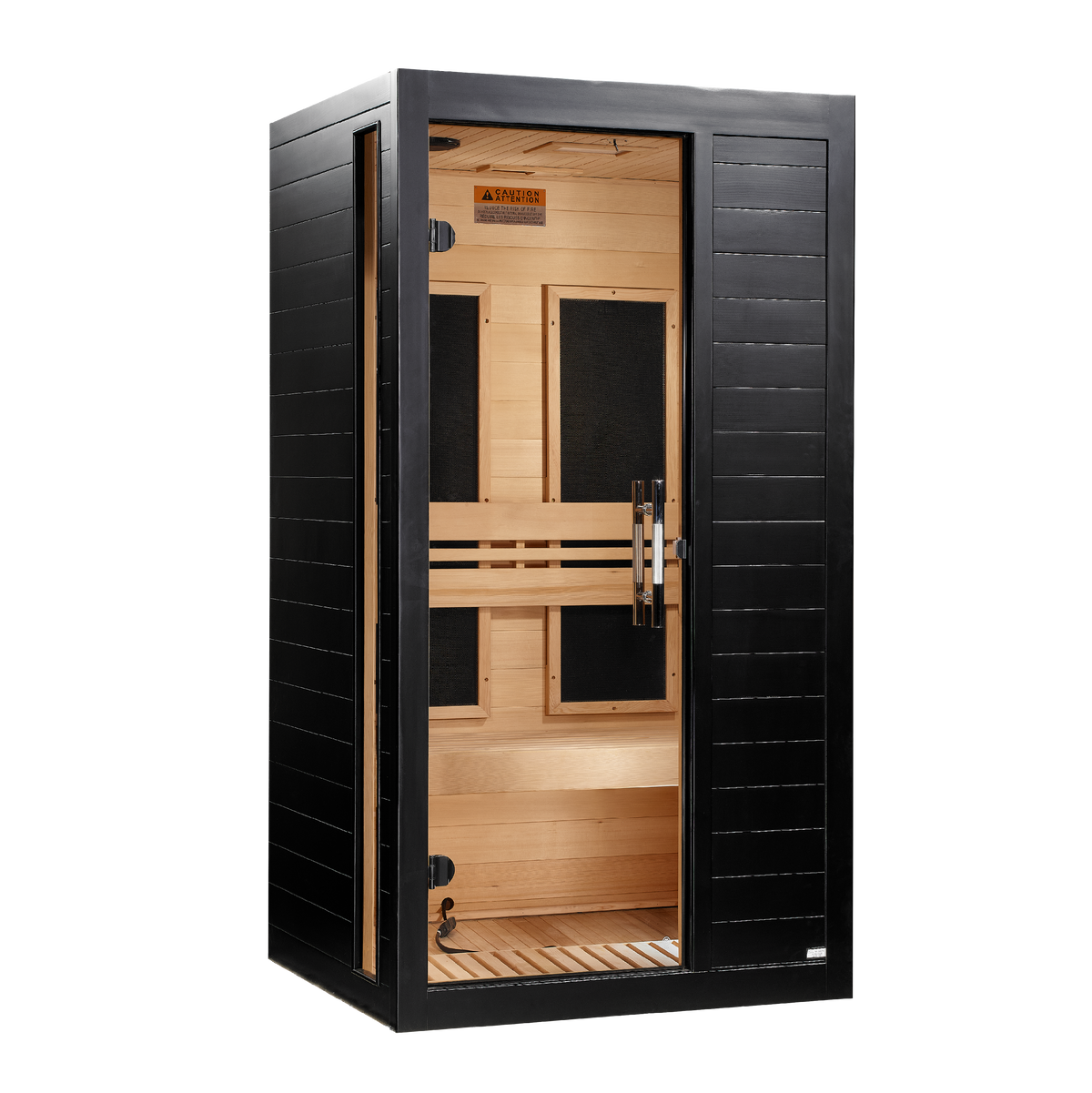 Dynamic Veneto Elite Black Finish 1-2-Person Ultra Low EMF FAR Infrared Sauna, front angle view