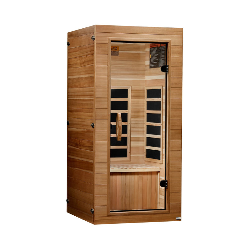 Dynamic Vero Elite 1-Person Compact Ultra Low EMF FAR Infrared Sauna, front angle view