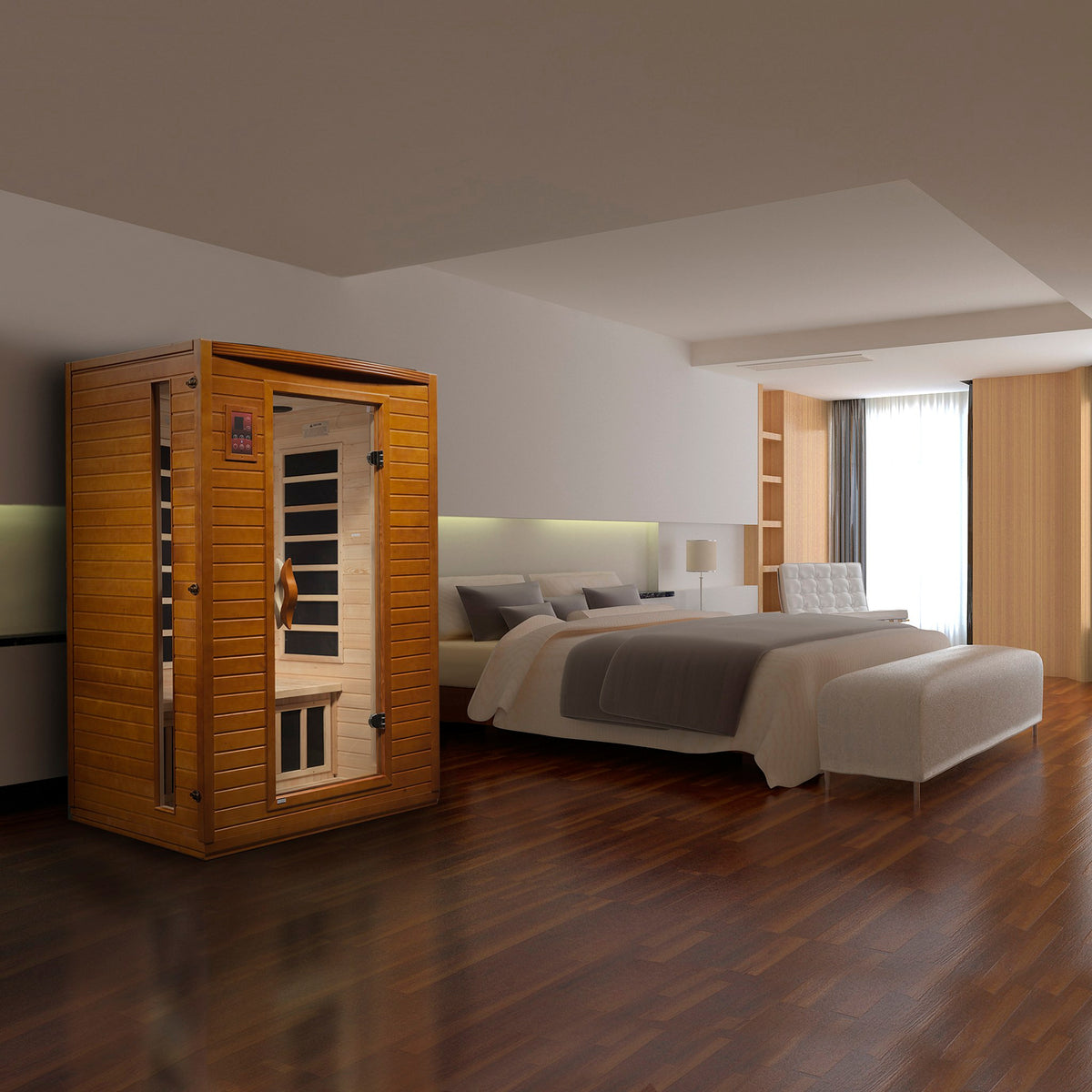 Dynamic Versailles Elite 2-Person Ultra Low EMF FAR Infrared Sauna in a home setting