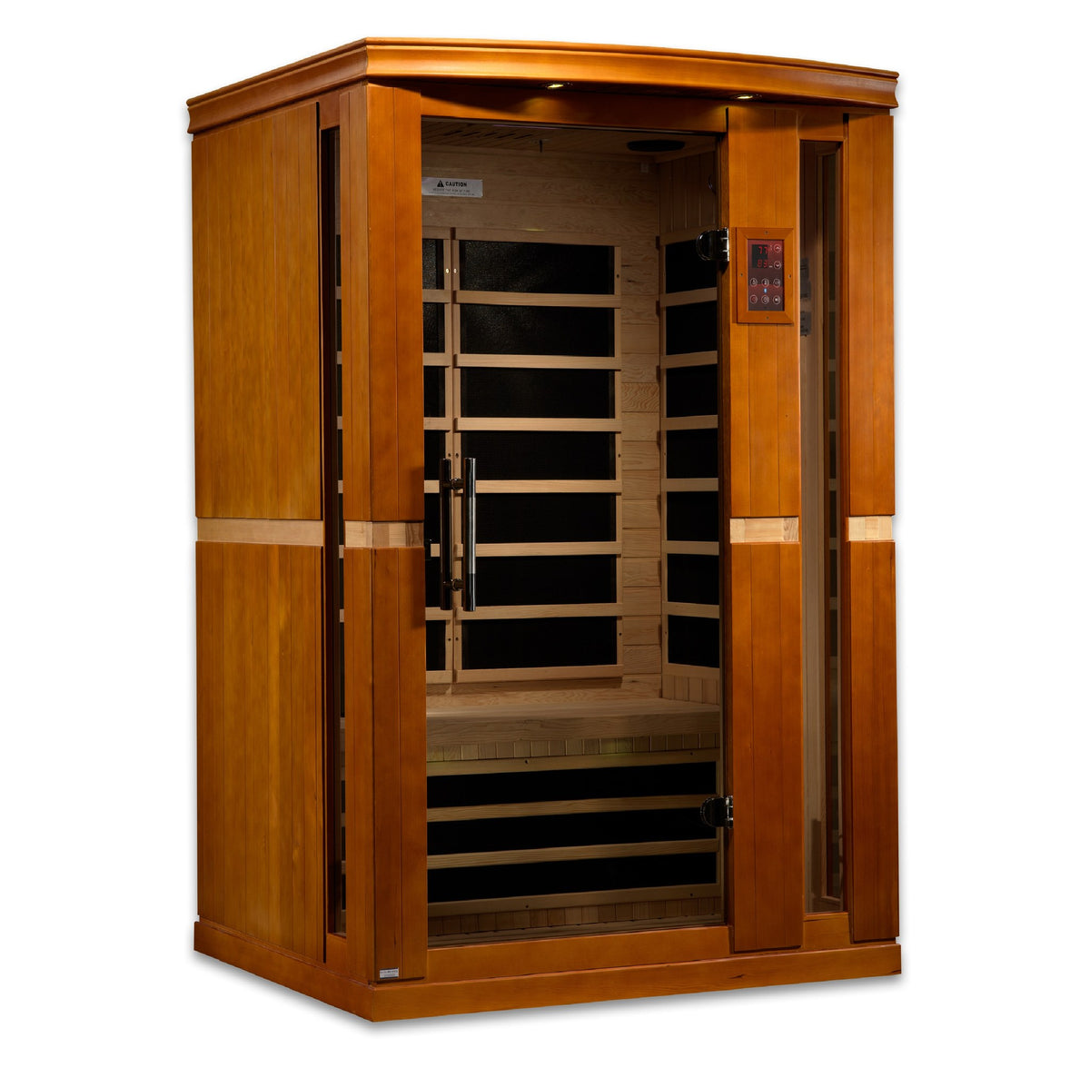 Dynamic Vittoria 2-Person Low EMF FAR Infrared Sauna, side angle view