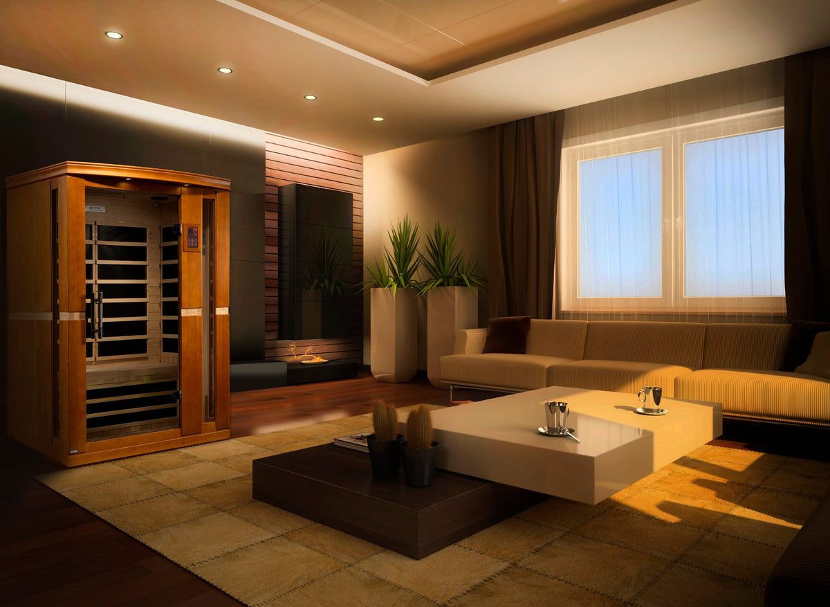 Dynamic Vittoria Elite 2-Person Ultra Low EMF FAR Infrared Sauna in a living space