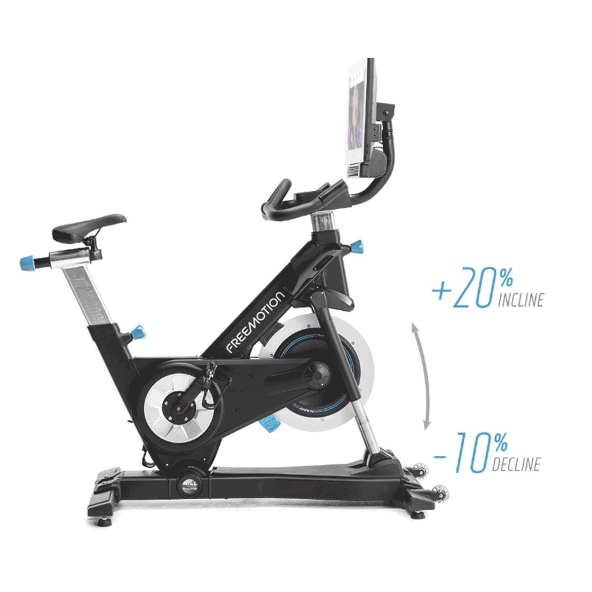 CoachBike auto-adjusts from 20% incline to 10% decline