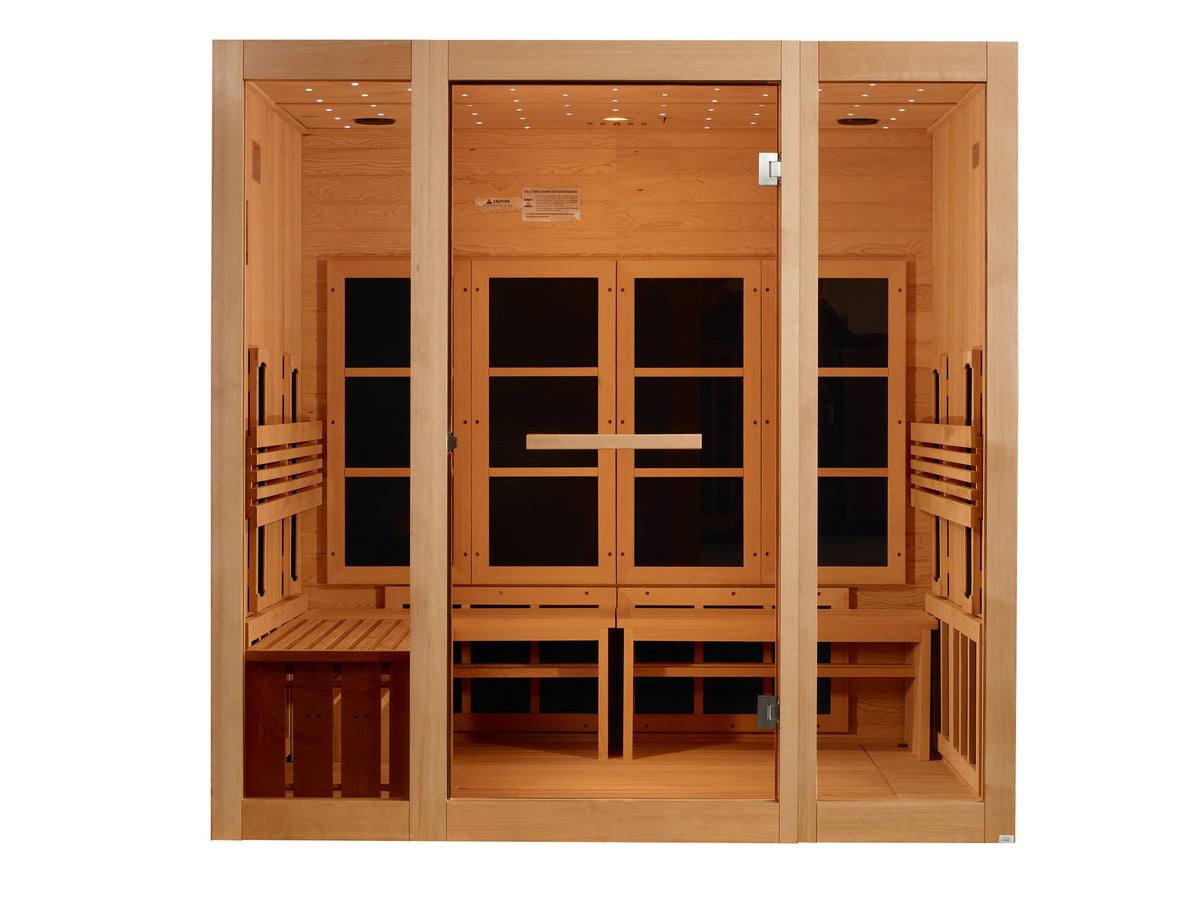 Golden Designs 8-Person Full Spectrum Near Zero EMF Infrared Sauna, front view
