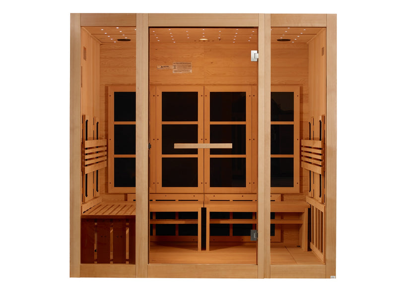 Golden Designs 8-Person Full Spectrum Near Zero EMF Infrared Sauna, front view