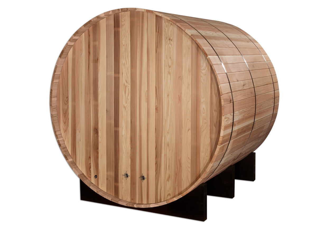 Golden Designs Arosa 4-Person Traditional Barrel Sauna, rear view