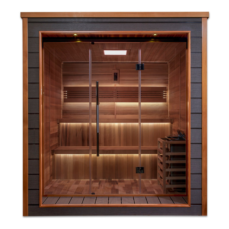 Golden Designs Bergen 6-Person Traditional Outdoor Sauna, front view