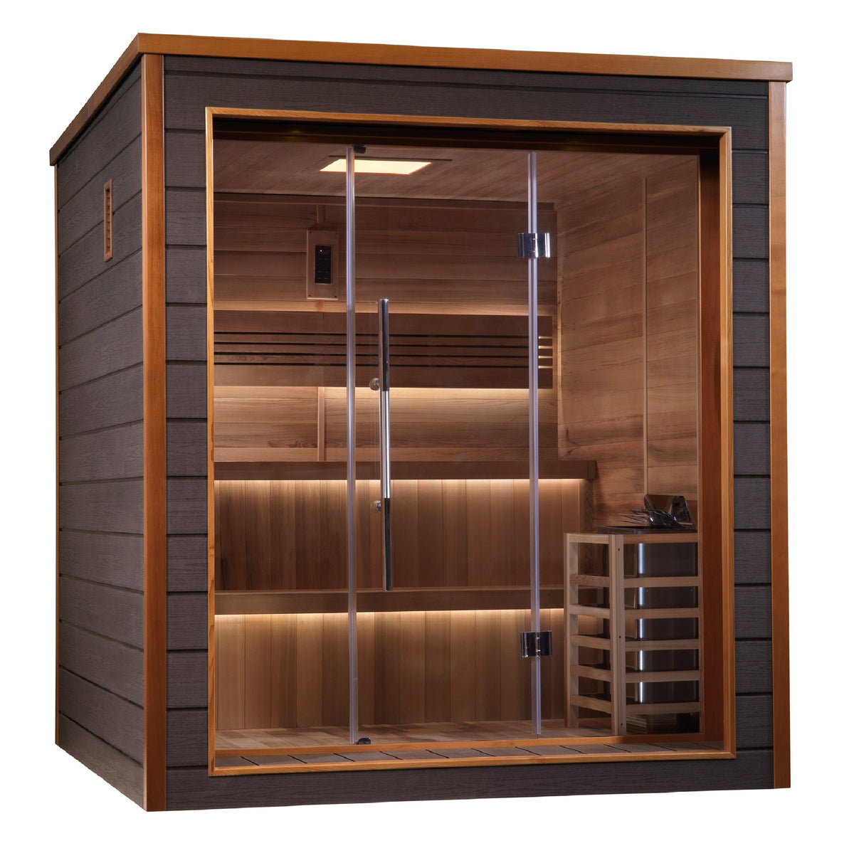 Golden Designs Bergen 6-Person Traditional Outdoor Sauna, side angle view