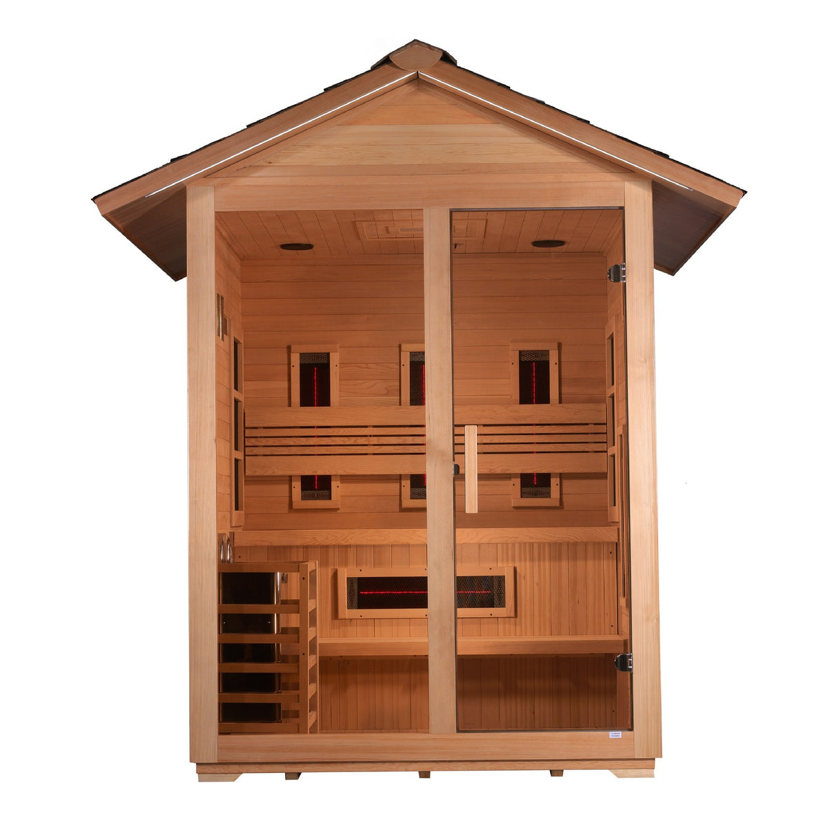 Golden Designs Carinthia 3-Person Hybrid Outdoor Sauna, front view