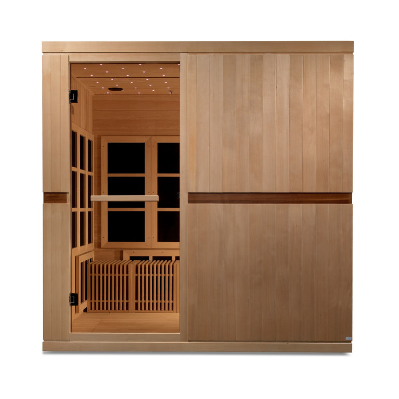 Golden Designs Catalonia 8-Person Near Zero EMF Infrared Sauna, front view