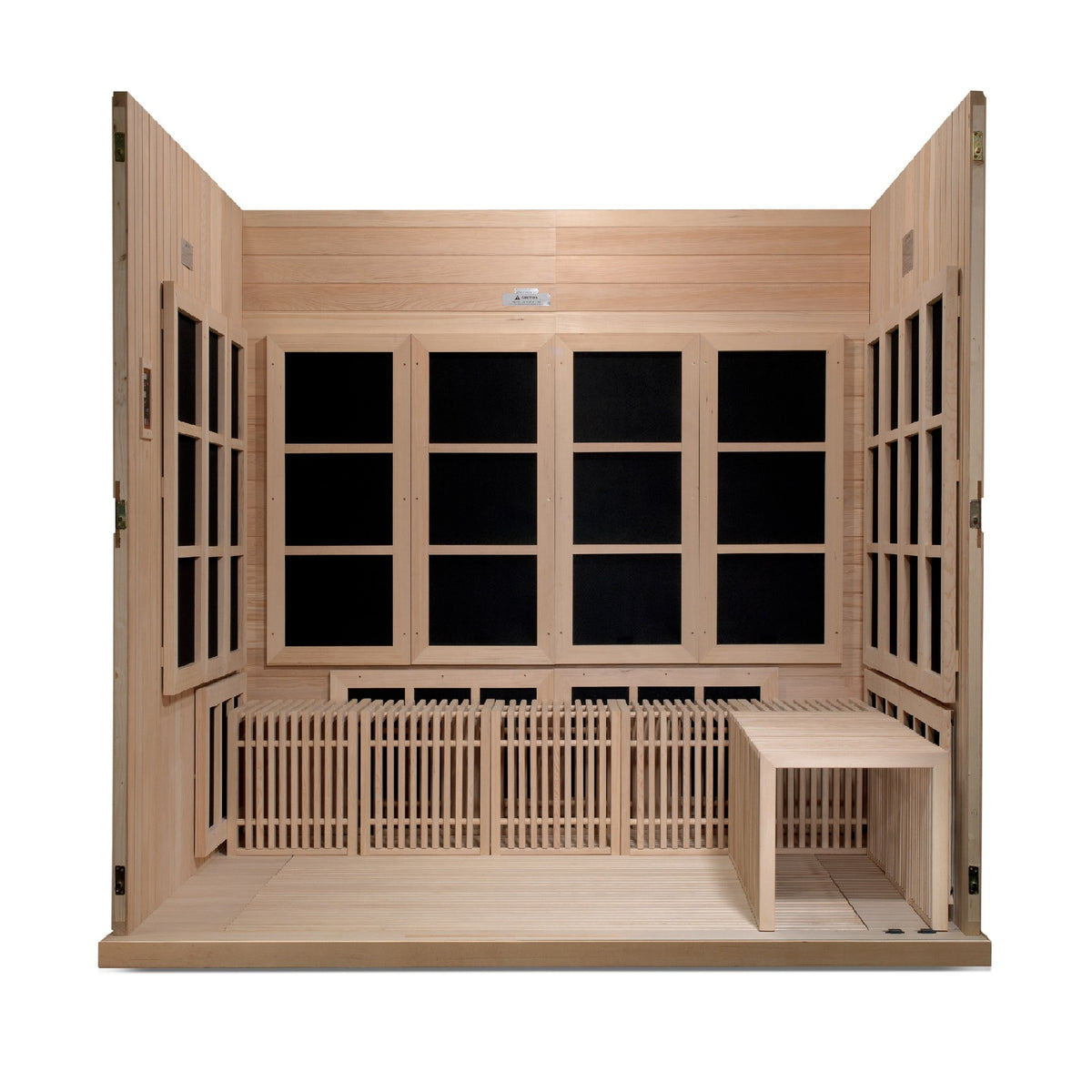 Golden Designs Catalonia 8-Person Near Zero EMF Infrared Sauna, interior view