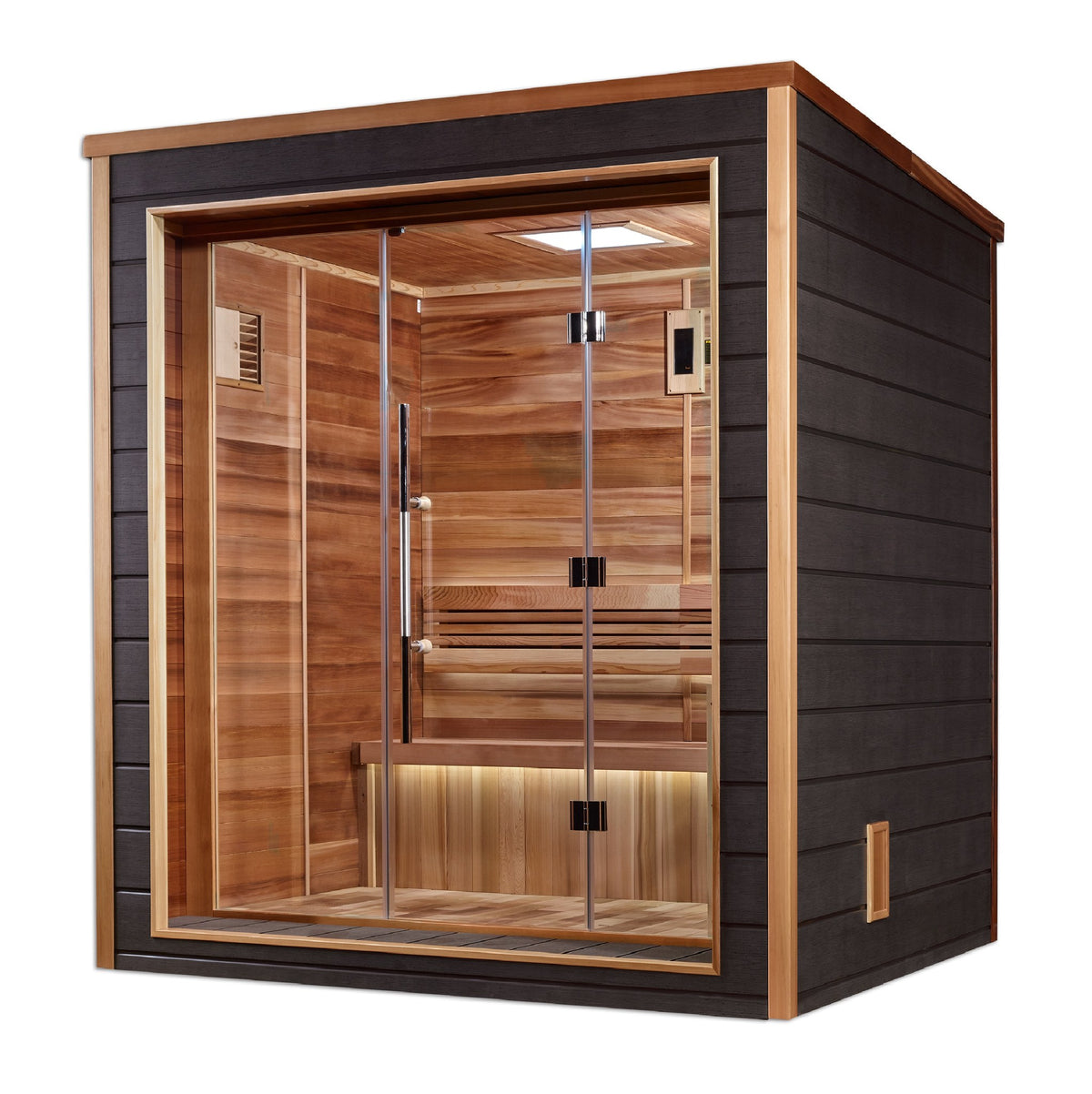Golden Designs Drammen 3-Person Traditional Outdoor Sauna, side angle view