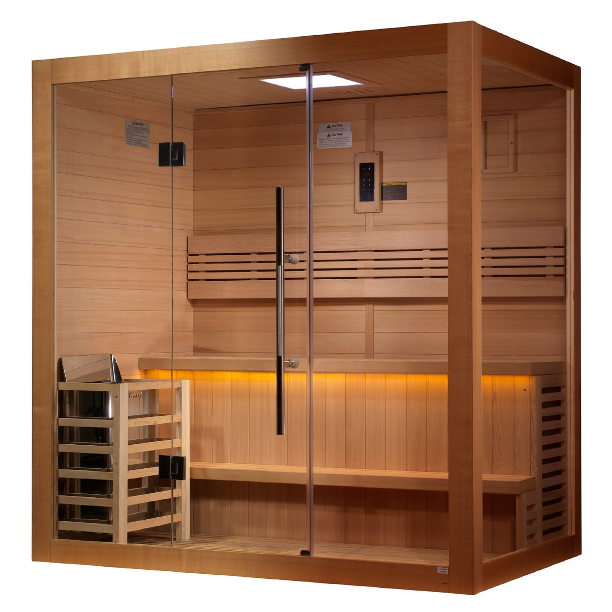 Golden Designs Forssa 3-Person Traditional Indoor Sauna, side angle view