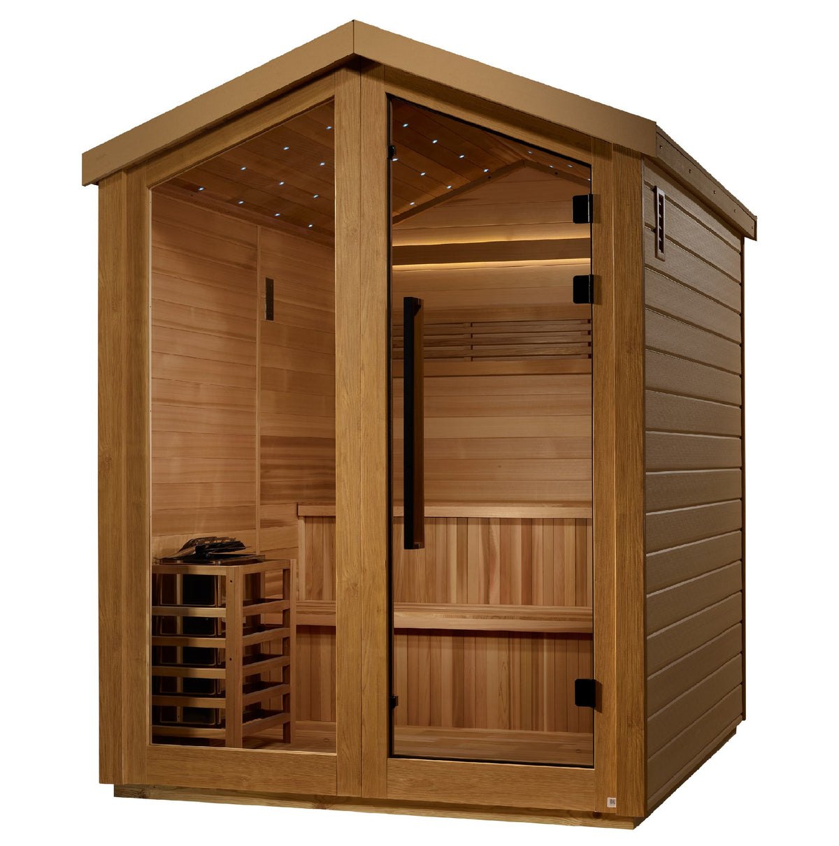 Golden Designs Kaarina 6-Person Traditional Outdoor Sauna, side angle view