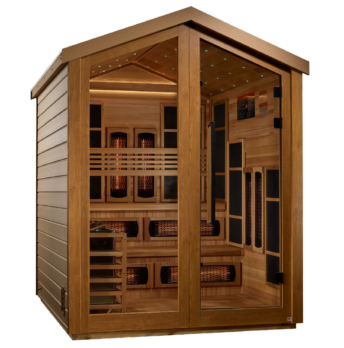 Golden Designs Kaskinen 6-Person Hybrid Outdoor Sauna, front angle view