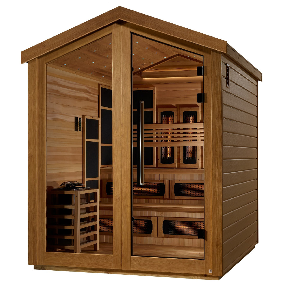 Golden Designs Kaskinen 6-Person Hybrid Outdoor Sauna, side angle view