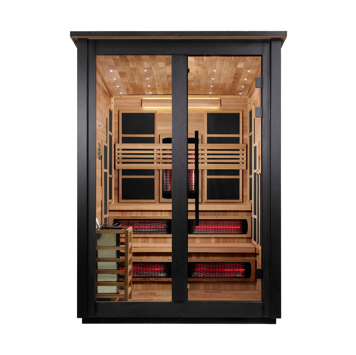 Golden Designs Kaskinen 6-Person Hybrid Outdoor Sauna, Black Finish, front view