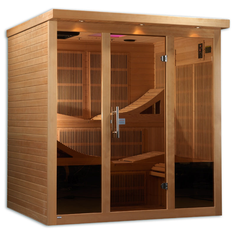 Golden Designs Monaco 6-Person Near Zero EMF Infrared Sauna, front angle view