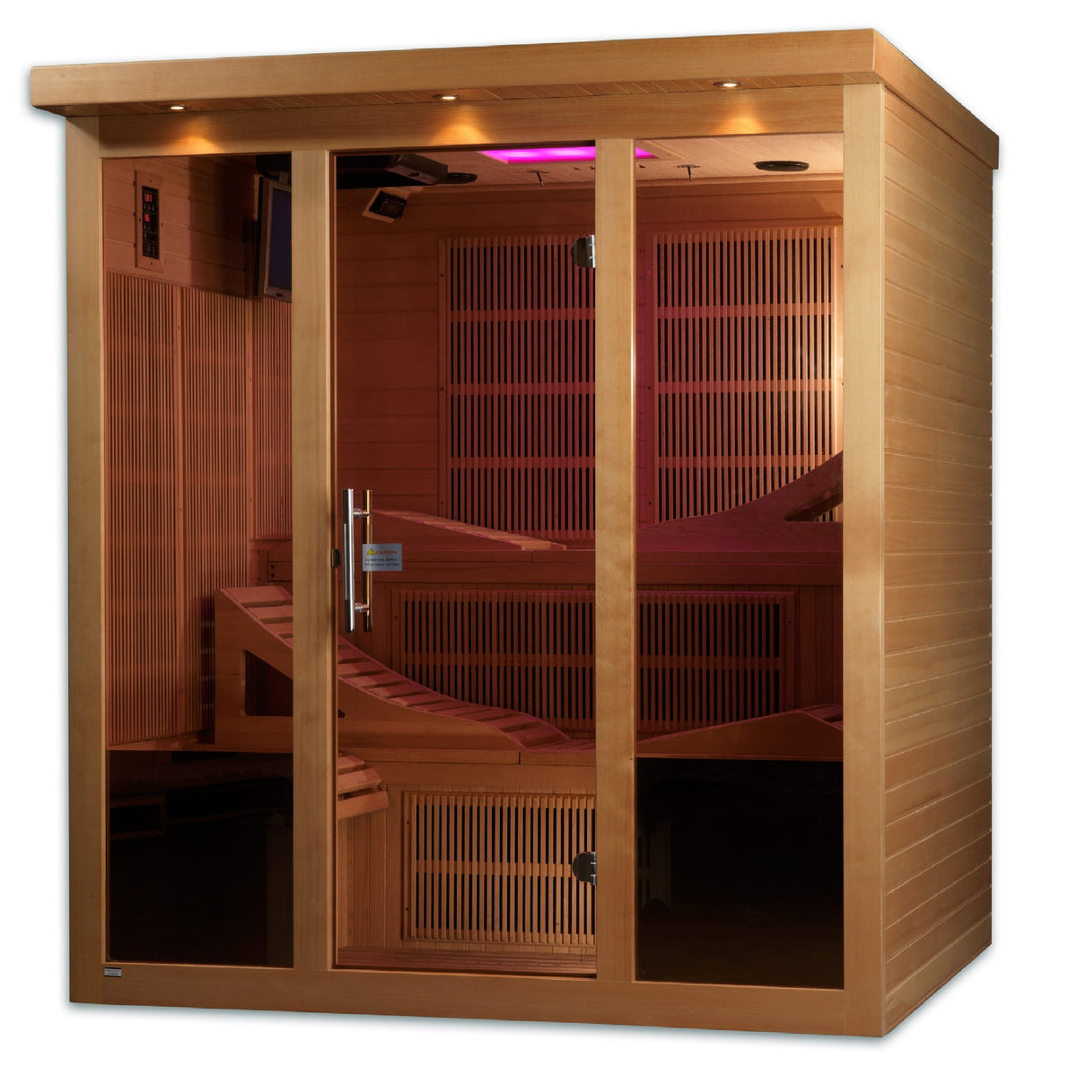 Golden Designs Monaco 6-Person Near Zero EMF Infrared Sauna, side angle view
