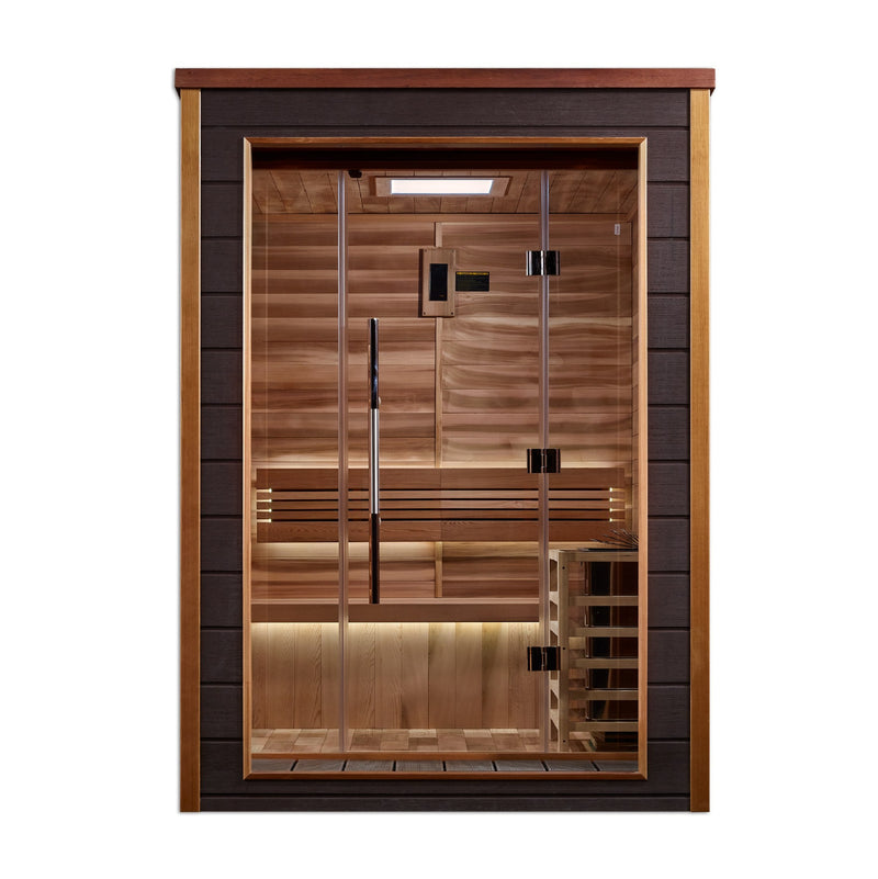 Golden Designs Narvik 2-Person Traditional Outdoor Sauna, front view