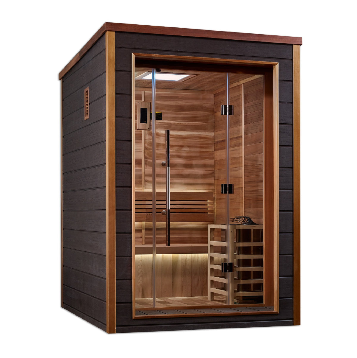 Golden Designs Narvik 2-Person Traditional Outdoor Sauna, front angle view
