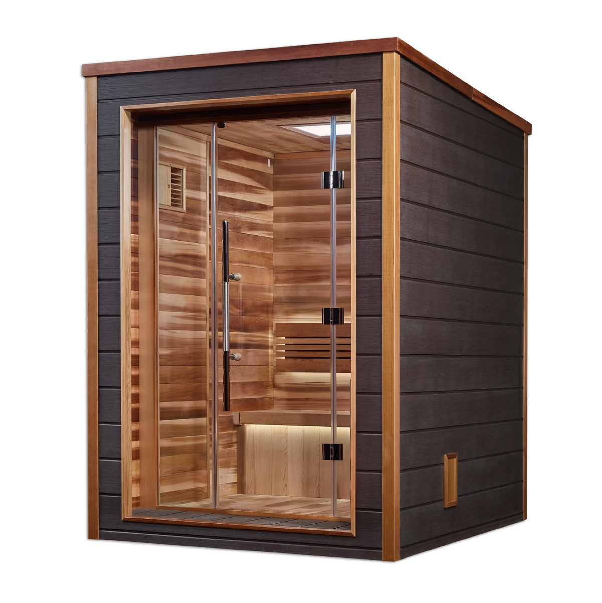 Golden Designs Narvik 2-Person Traditional Outdoor Sauna, side angle view