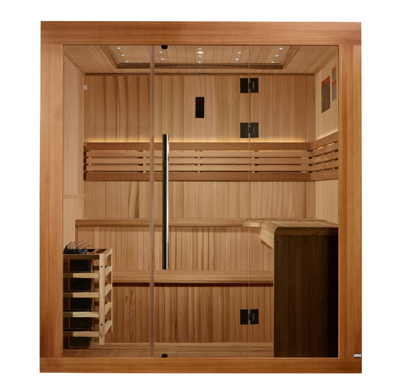 Golden Designs Osla 6-Person Traditional Indoor Sauna, front view