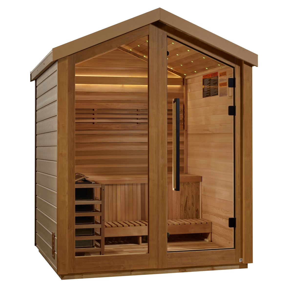 Golden Designs Savonlinna 3-Person Traditional Outdoor Sauna, front angle view