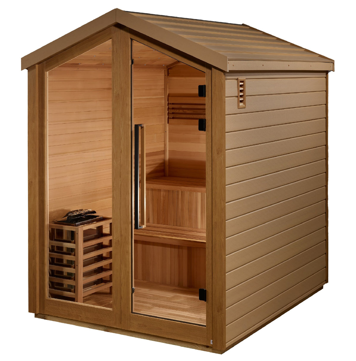 Golden Designs Savonlinna 3-Person Traditional Outdoor Sauna, second side angle view