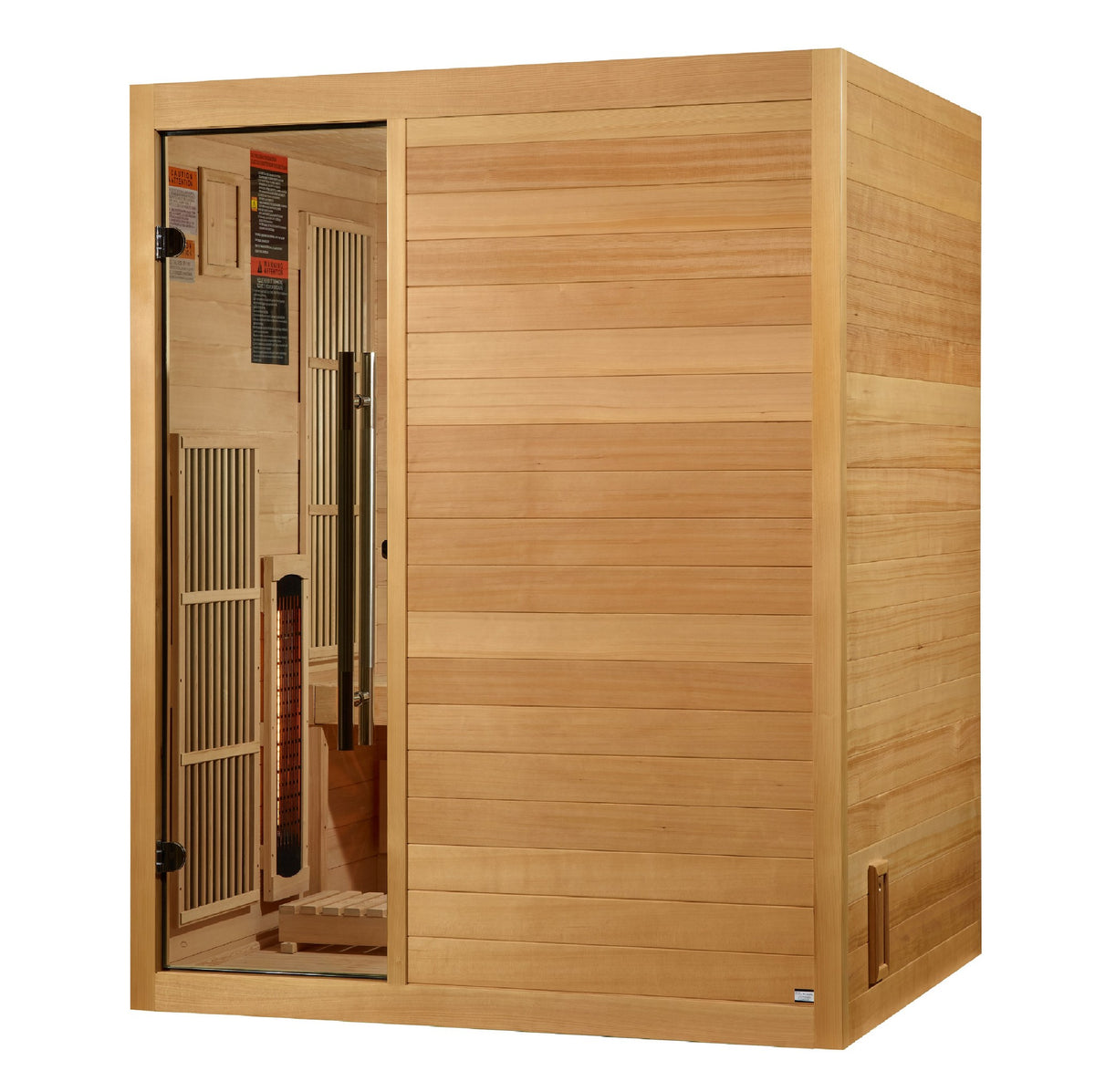 Golden Designs Soria 3-Person Hybrid Indoor Sauna, side angle view