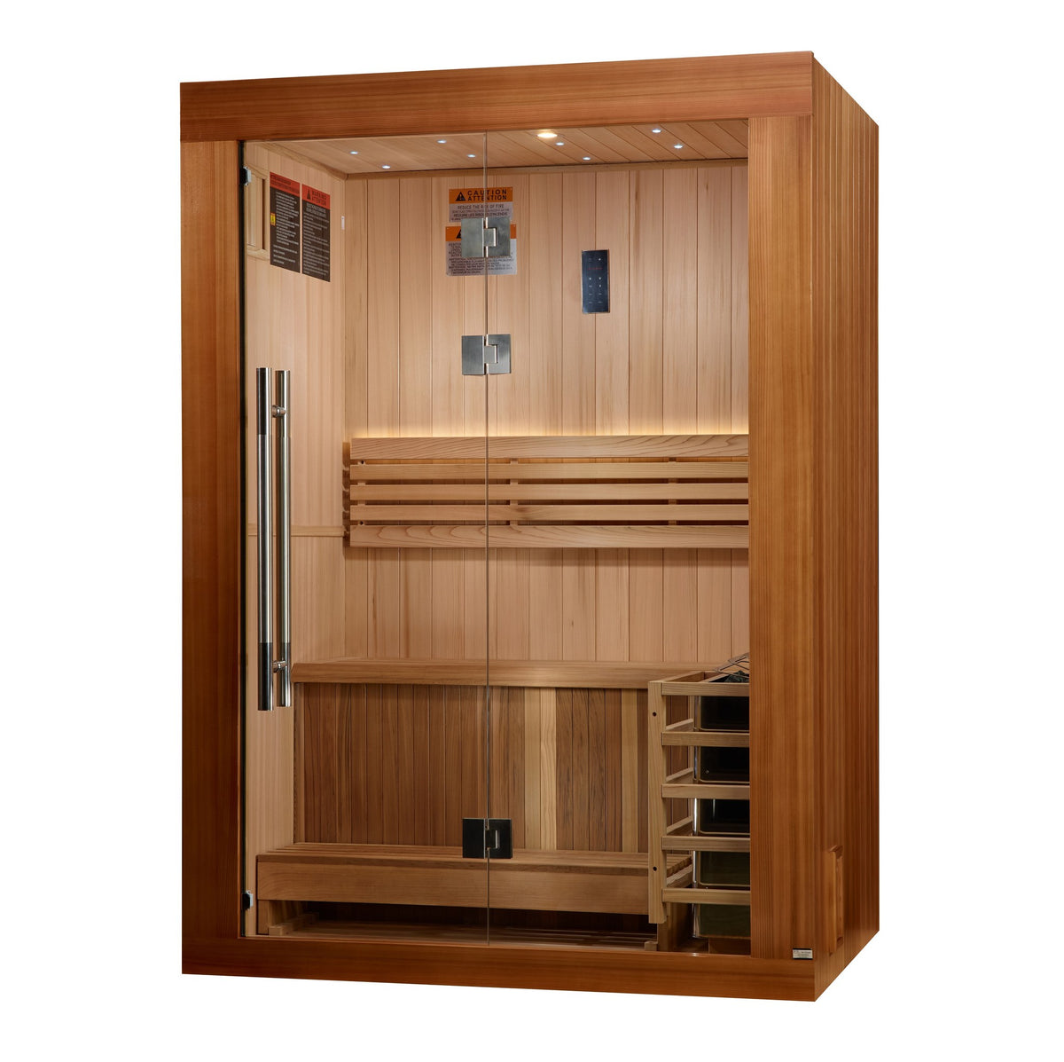 Golden Designs Sundsvall 2-Person Traditional Indoor Sauna, side angle view