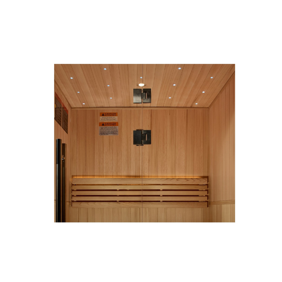 Golden Designs Sundsvall 2-Person Traditional Indoor Sauna, interior with ceiling star lighting
