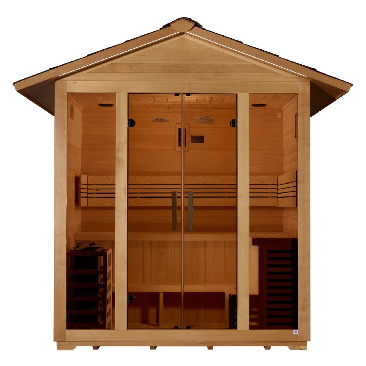 Golden Designs Vorarlberg 5-Person Traditional Outdoor Sauna, front view