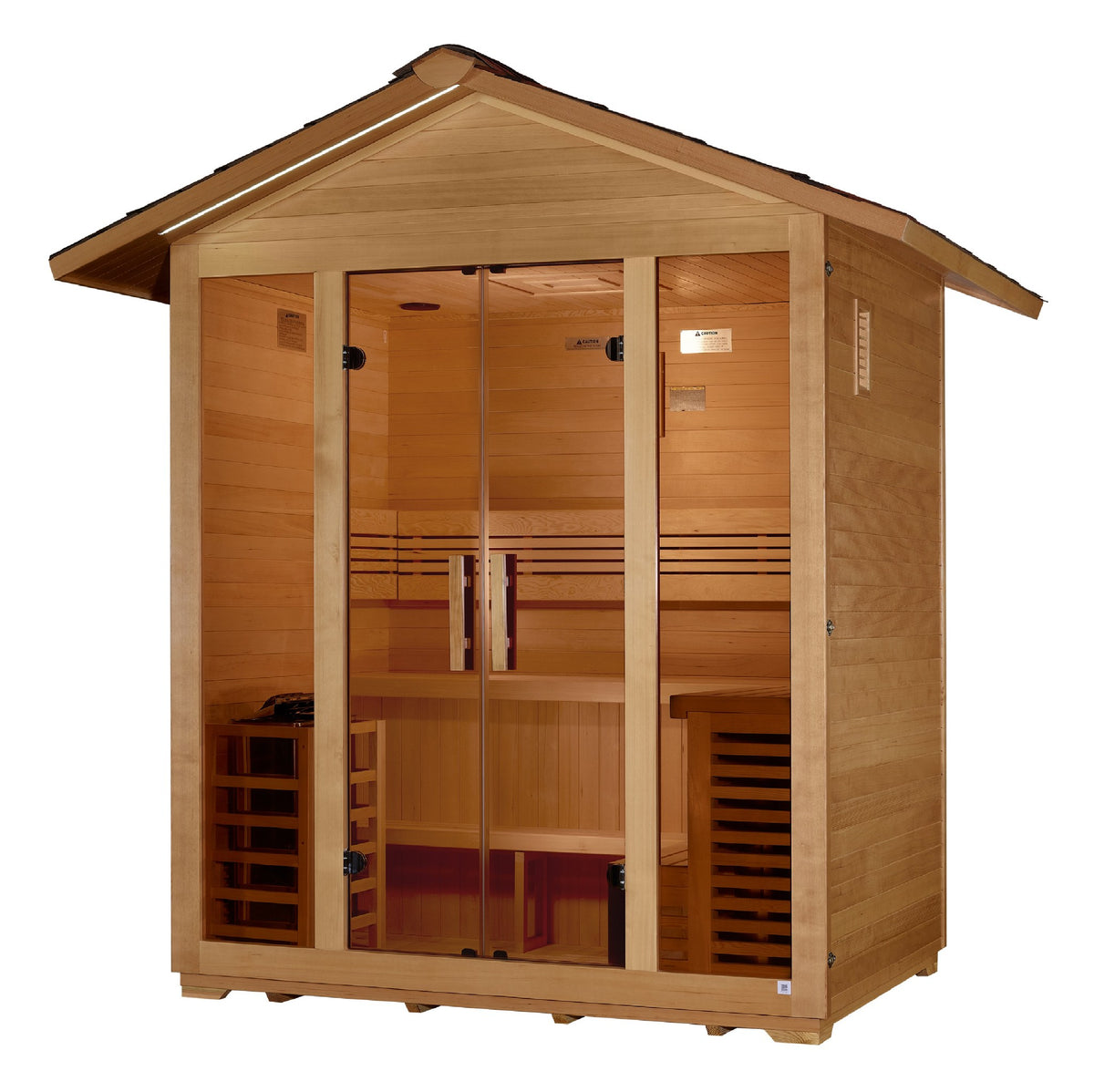 Golden Designs Vorarlberg 5-Person Traditional Outdoor Sauna, side angle view