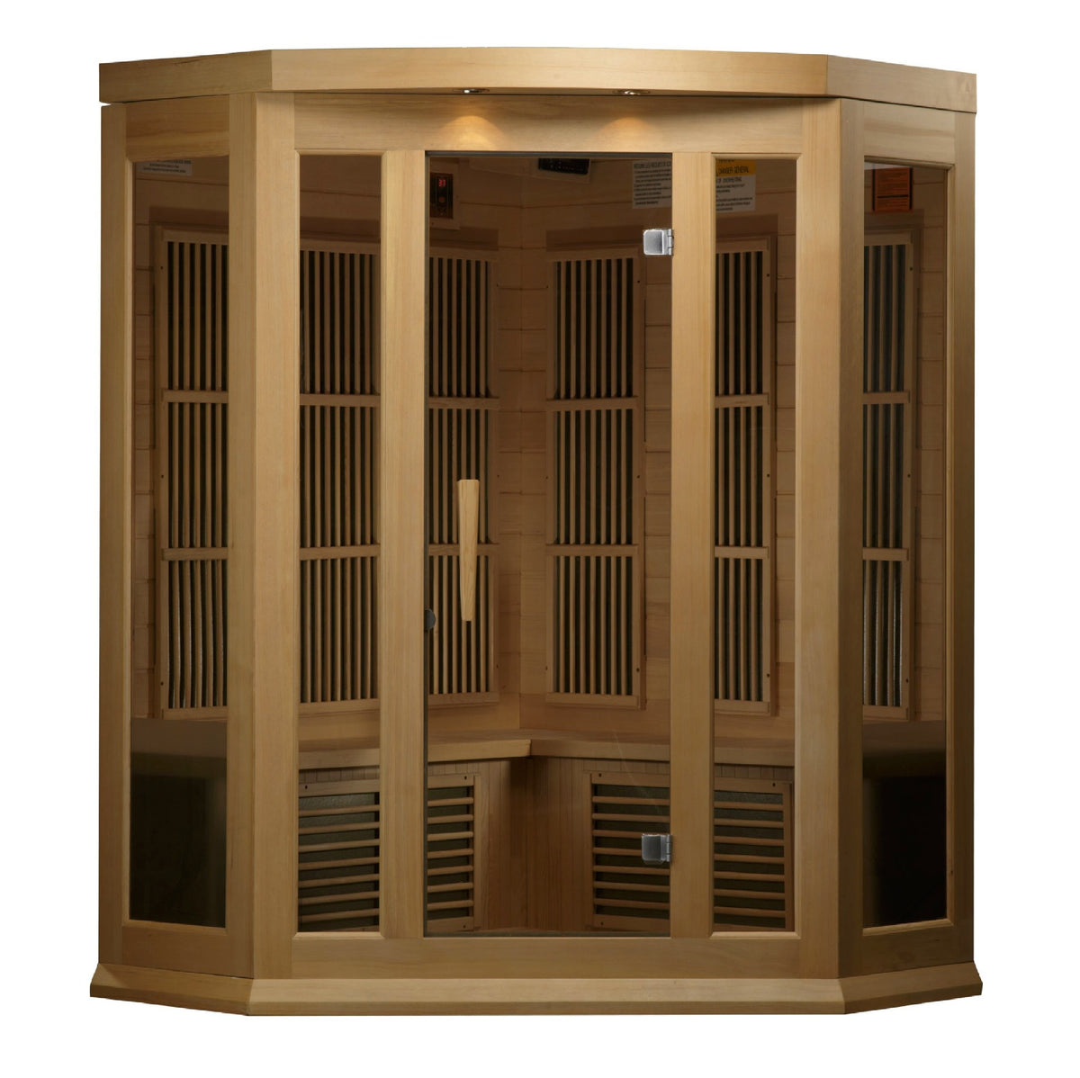 Maxxus 3-Person Corner Low EMF FAR Infrared Sauna, front view